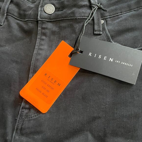 NWT Risen Los Angeles Black Relaxed Distressed Denim Jeans Women Size 15/32 Y2K - Picture 6 of 16